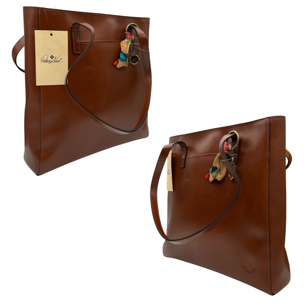 Patricia Nash Women's Viana Heritage Leather Large Tote Bag Brown Tan 14x13x4"